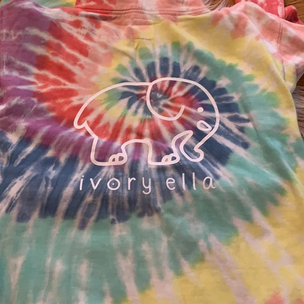 Women’s Ivory Ella rainbow colored tie-dye hoodie, size small - Picture 3 of 3